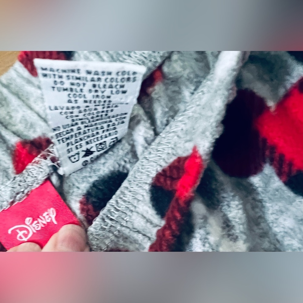 Women’s Disney Gray Red Buffalo Check Mickey Mouse Pajama Pants/XL - Picture 5 of 5